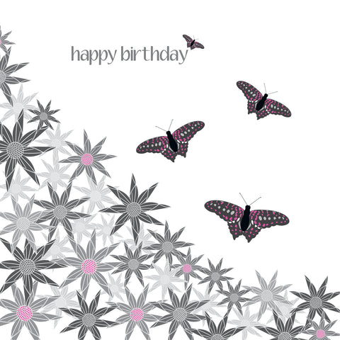 BR04 Pink butterflies birthday